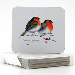 Winter Robins Coasters. Box of 4 (M47)