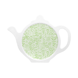 Custom melamine printed tea coaster in green with wild flowers