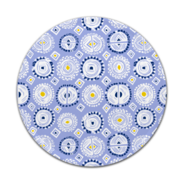 Custom melamine printing - blue coaster with patterns