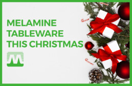 Melamine tableware for christmas with Melamaster blog image - presents, candy canes and bows on a blog image