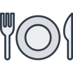 melamine kitchenware grey plate and cutlery