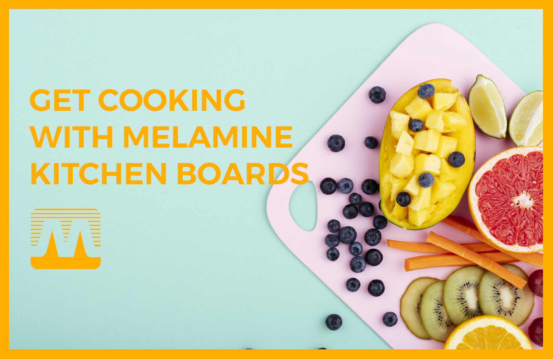 Title image showing a selection of chopped fruit on a pink kitchen board.